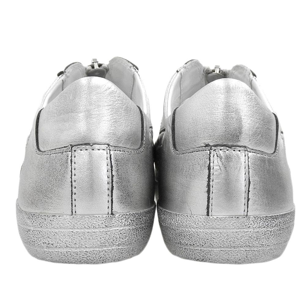DIESEL ディーゼル 美品 S-LEOROJI ZIP LOW レザー フロントジップ スニーカー シューズ メンズ シルバー 28.5cm シューズ