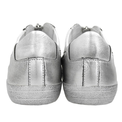 DIESEL ディーゼル 美品 S-LEOROJI ZIP LOW レザー フロントジップ スニーカー シューズ メンズ シルバー 28.5cm シューズ