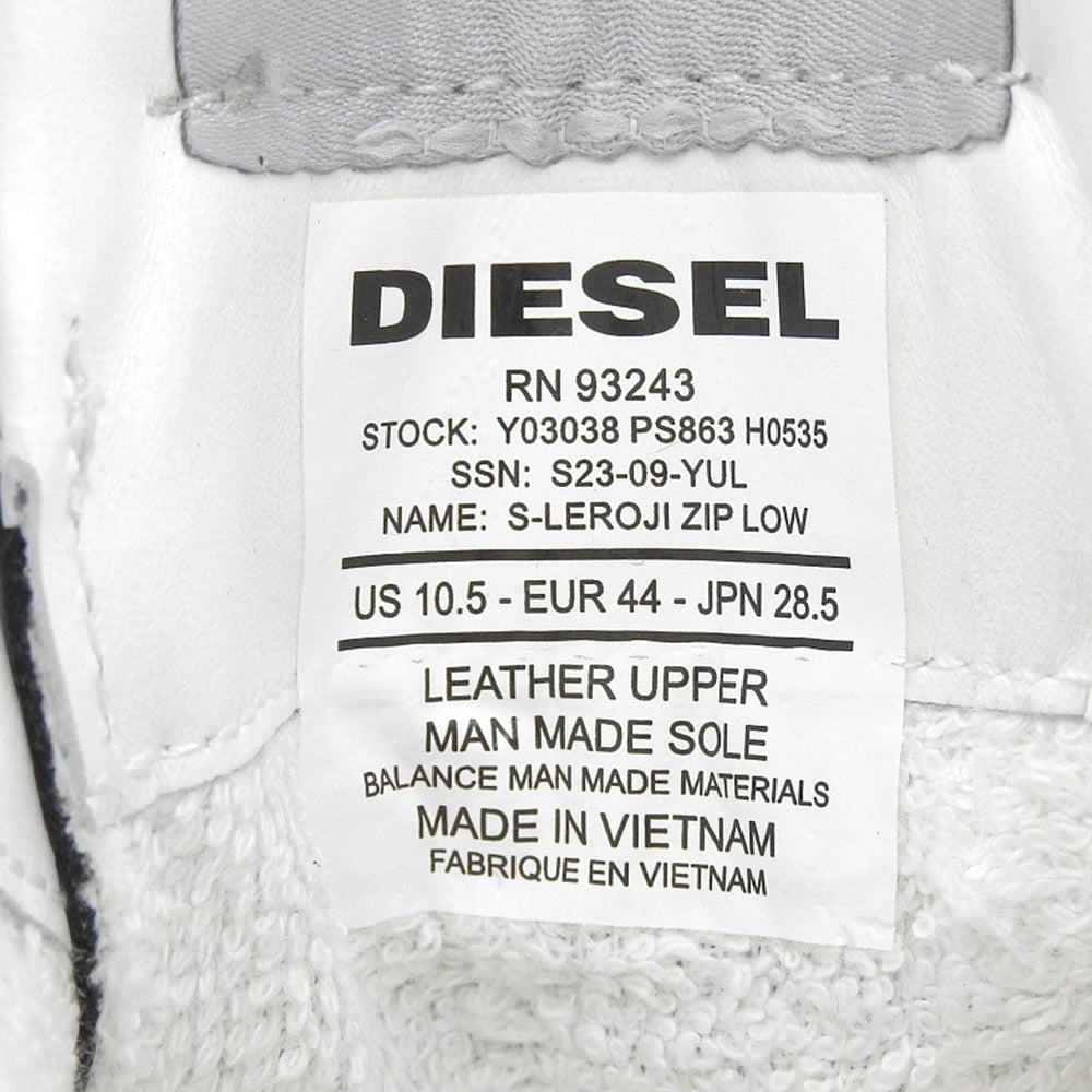 DIESEL ディーゼル 美品 S-LEOROJI ZIP LOW レザー フロントジップ スニーカー シューズ メンズ シルバー 28.5cm シューズ