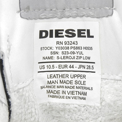 DIESEL ディーゼル 美品 S-LEOROJI ZIP LOW レザー フロントジップ スニーカー シューズ メンズ シルバー 28.5cm シューズ