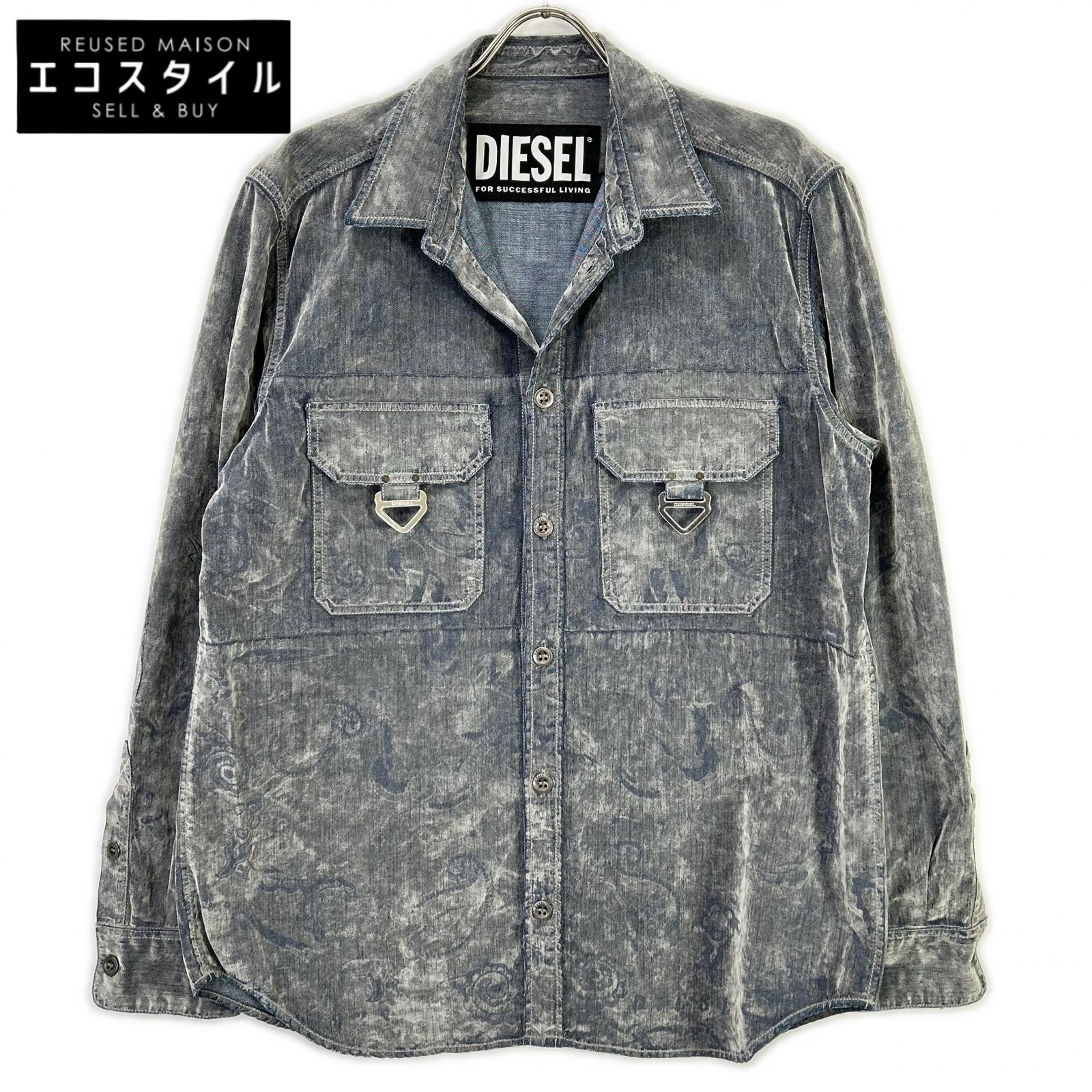 DIESEL ディーゼル デニムシャツ ペイズリー ベルベット トップス