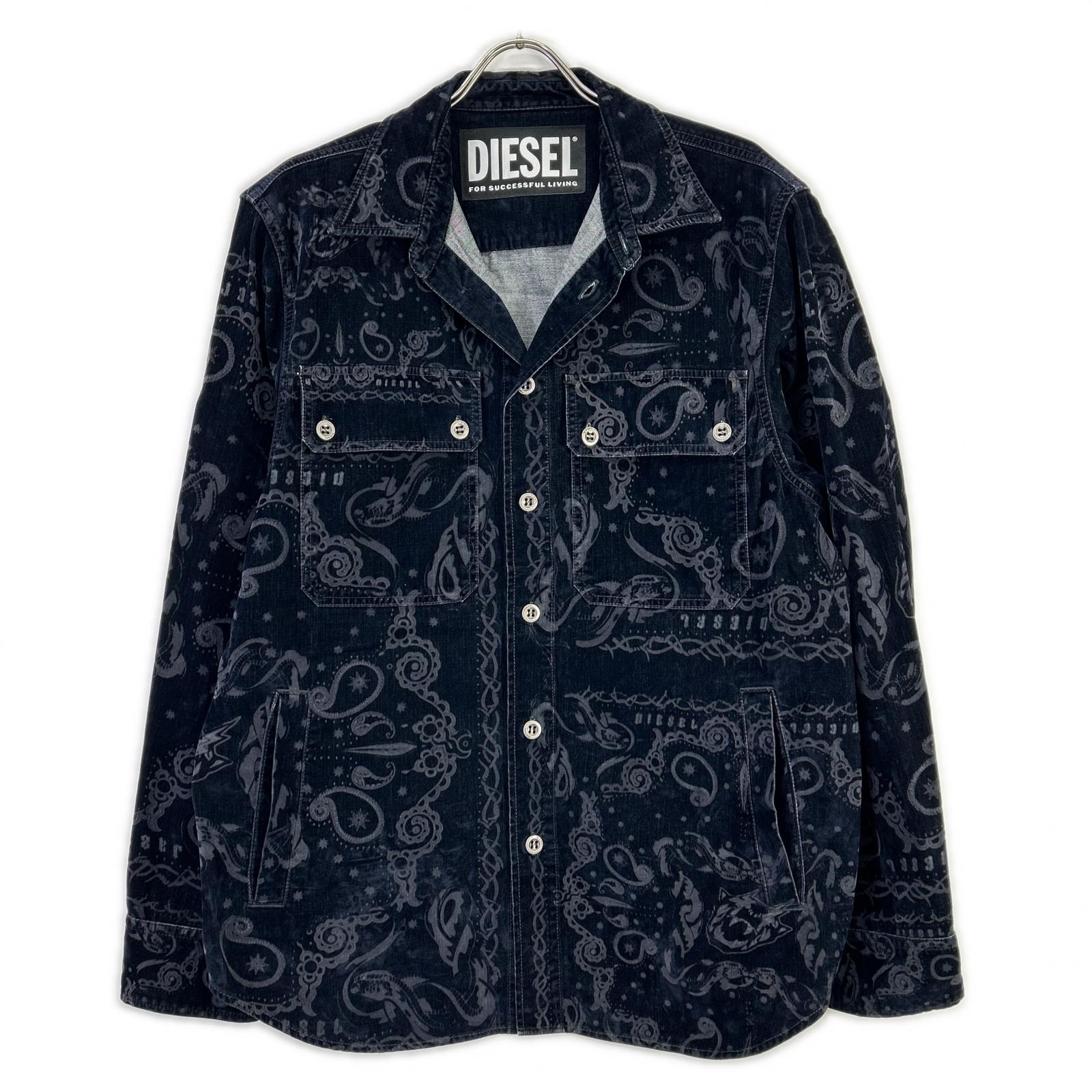 DIESEL ディーゼル ブラック デニムシャツ コーデュロイ ペイズリー ジャケット