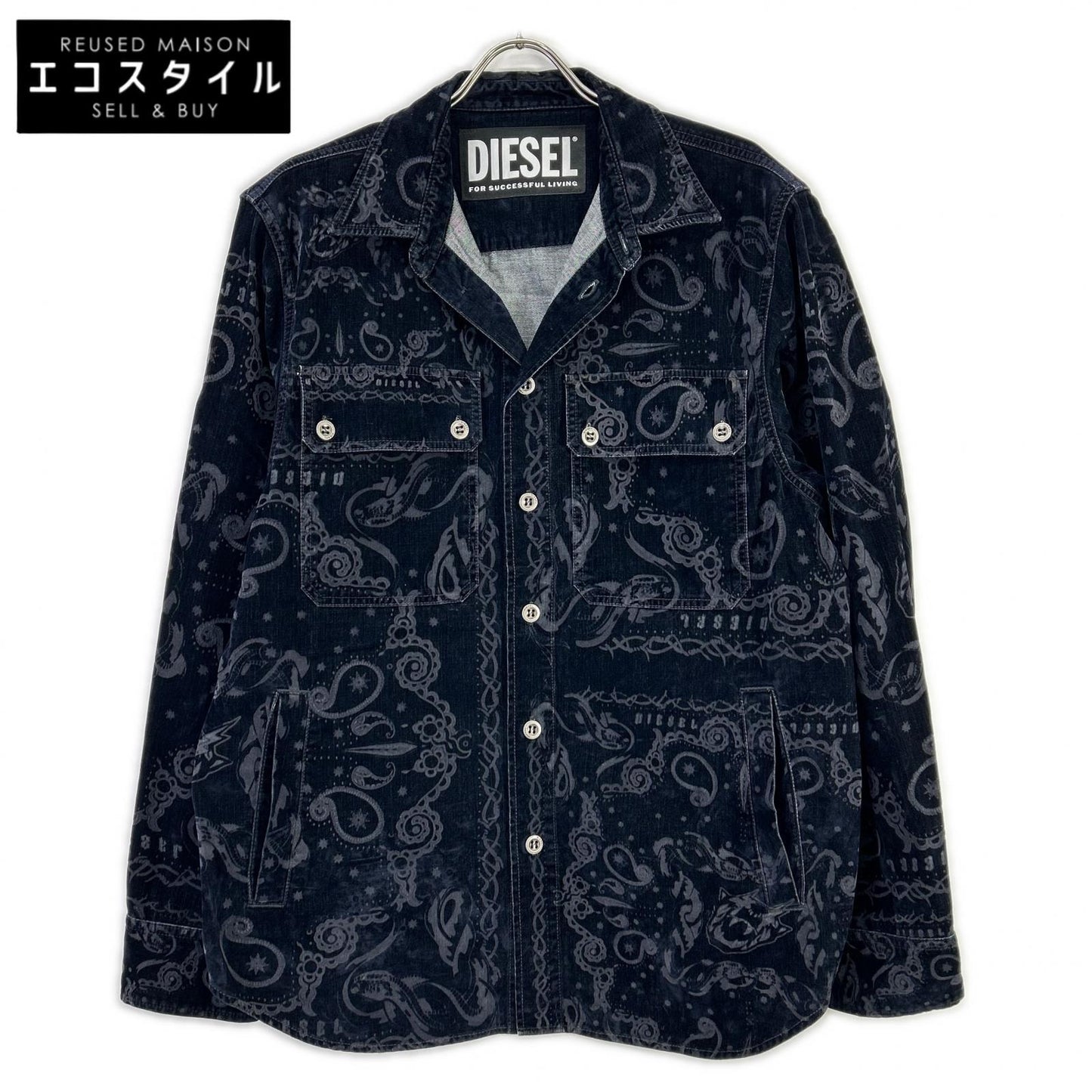 DIESEL ディーゼル ブラック デニムシャツ コーデュロイ ペイズリー ジャケット