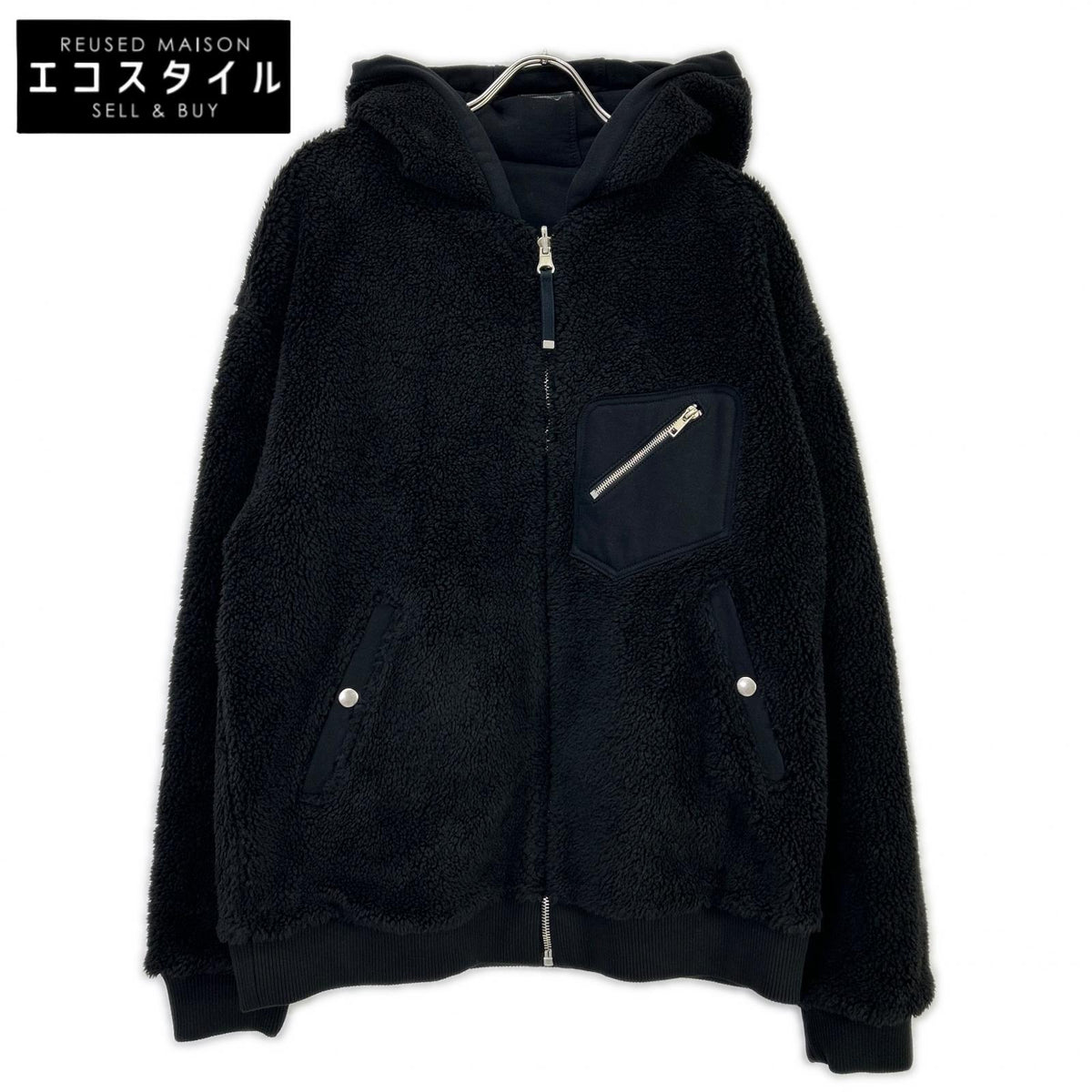DIESEL BlackGold Diesel Black Gold Black Hooded Full-Zip Reversible Jacket
