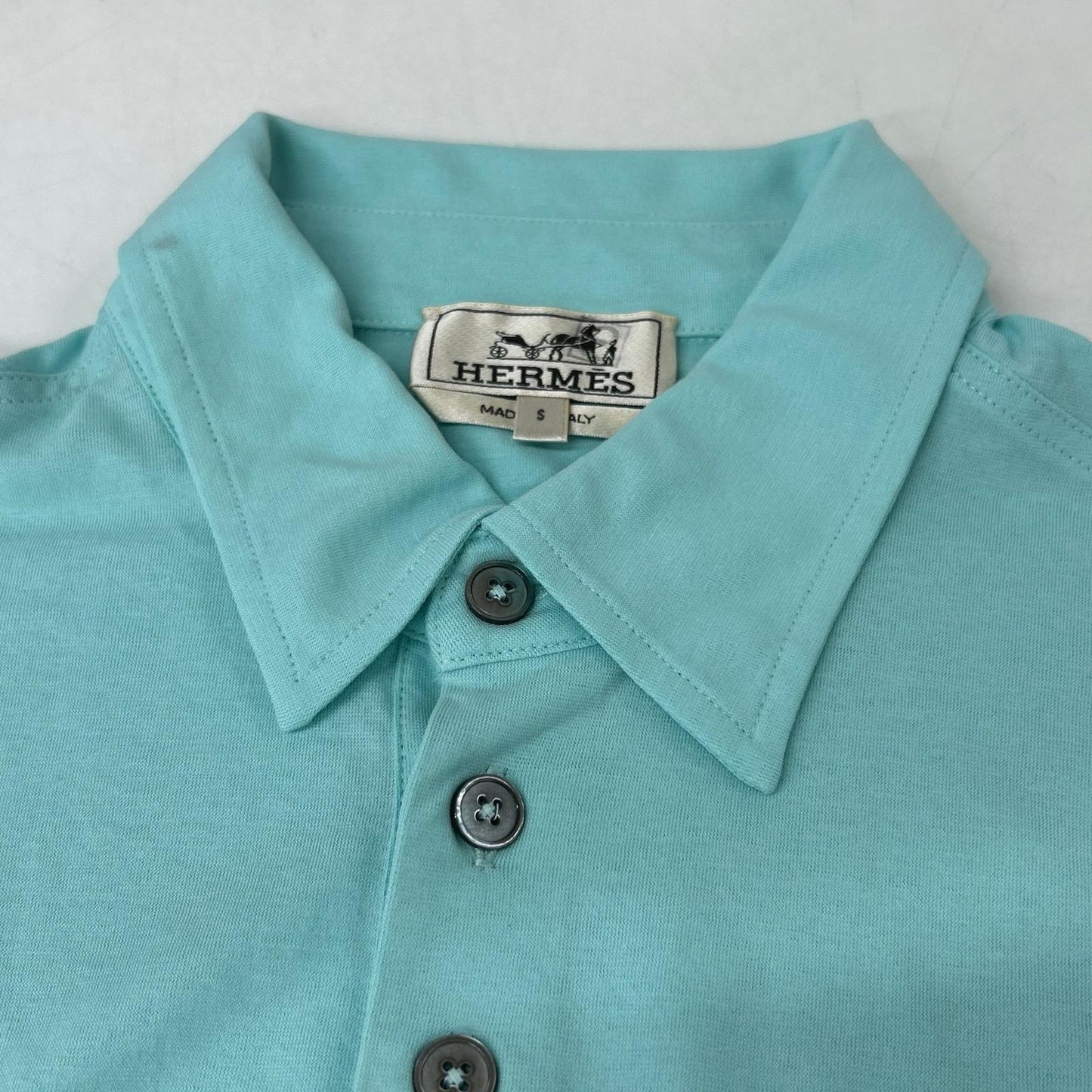 HERMES エルメス ターコイズ ブルー 半袖 ポロシャツ トップス