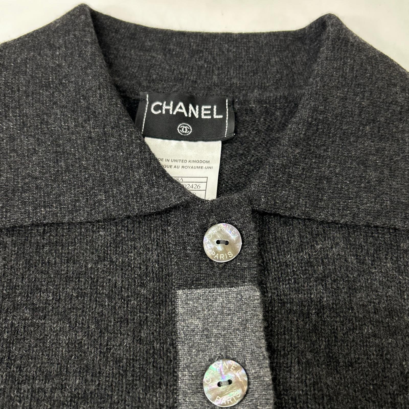 CHANEL シャネル p11402 W02426 襟付き ニットトップス カシミア シェル釦 グレー トップス