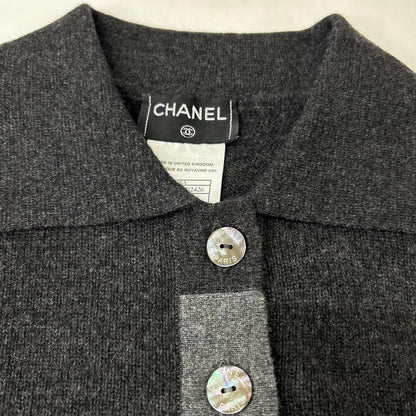 CHANEL シャネル p11402 W02426 襟付き ニットトップス カシミア シェル釦 グレー トップス