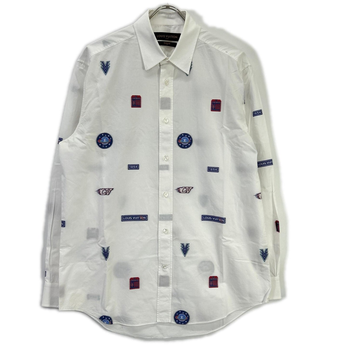 LOUIS VUITTON ルイヴィトン 19SS LVプリントデザイン 長袖シャツ ホワイト RM191Q IUR HGS42W トップス