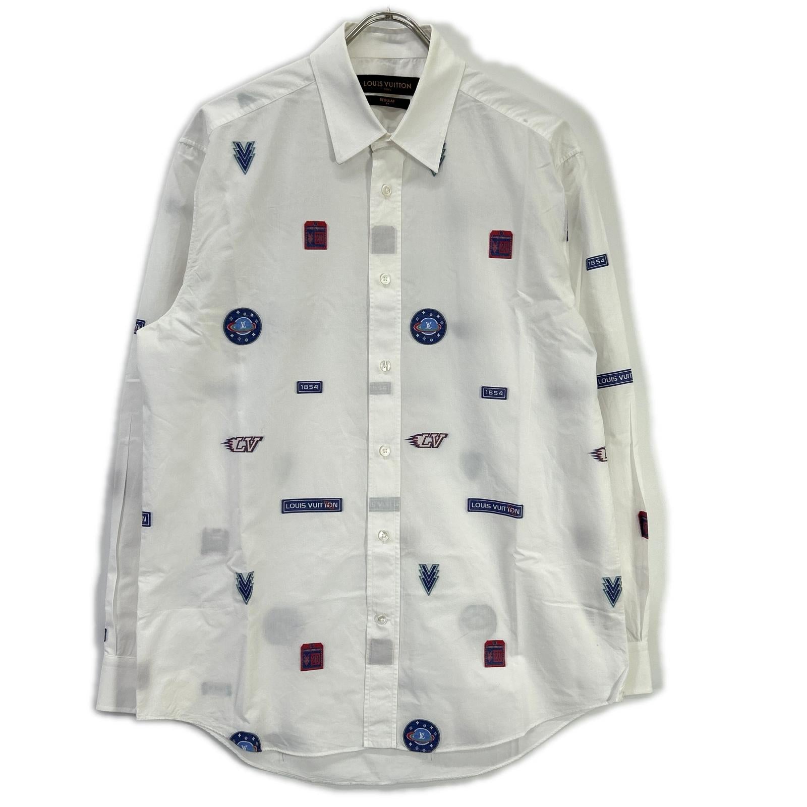 LOUIS VUITTON ルイヴィトン 19SS LVプリントデザイン 長袖シャツ ホワイト RM191Q IUR HGS42W トップス