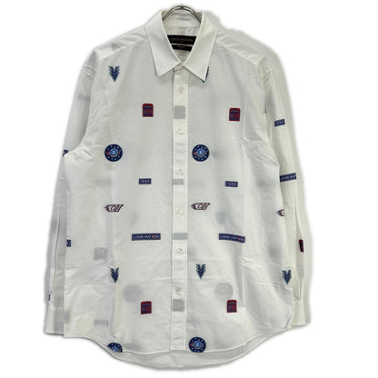 LOUIS VUITTON ルイヴィトン 19SS LVプリントデザイン 長袖シャツ ホワイト RM191Q IUR HGS42W トップス