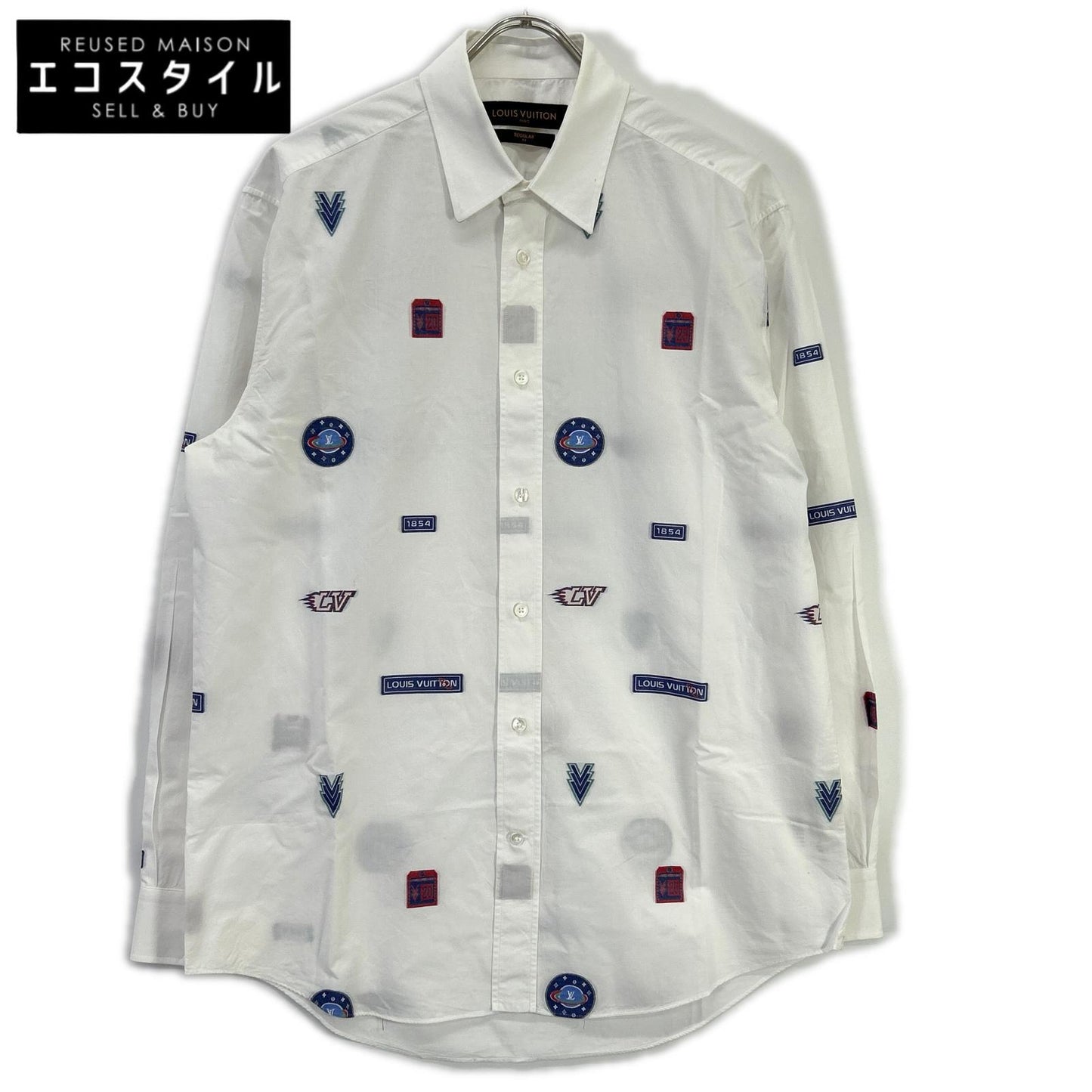 LOUIS VUITTON ルイヴィトン 19SS LVプリントデザイン 長袖シャツ ホワイト RM191Q IUR HGS42W トップス