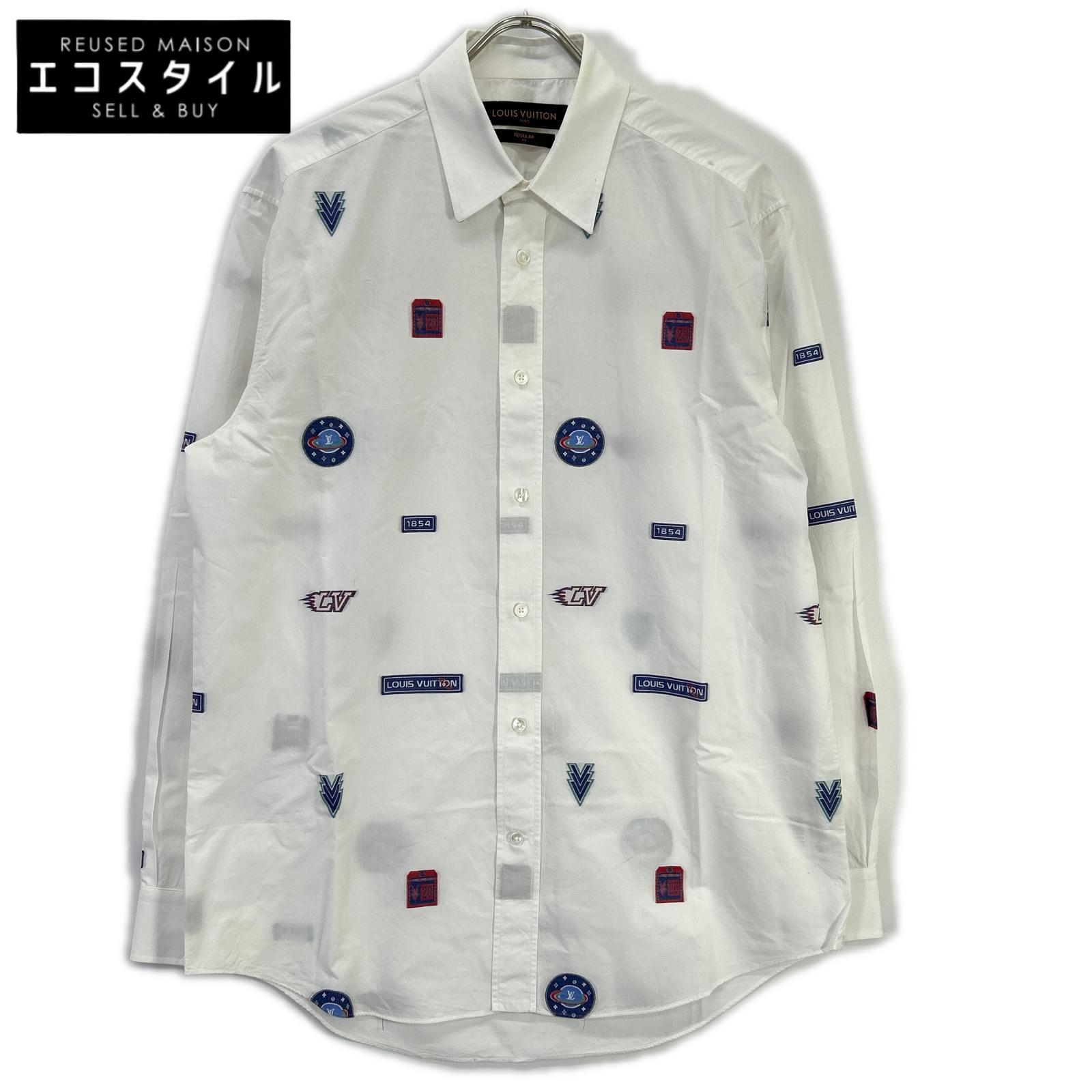 LOUIS VUITTON ルイヴィトン 19SS LVプリントデザイン 長袖シャツ ホワイト RM191Q IUR HGS42W トップス