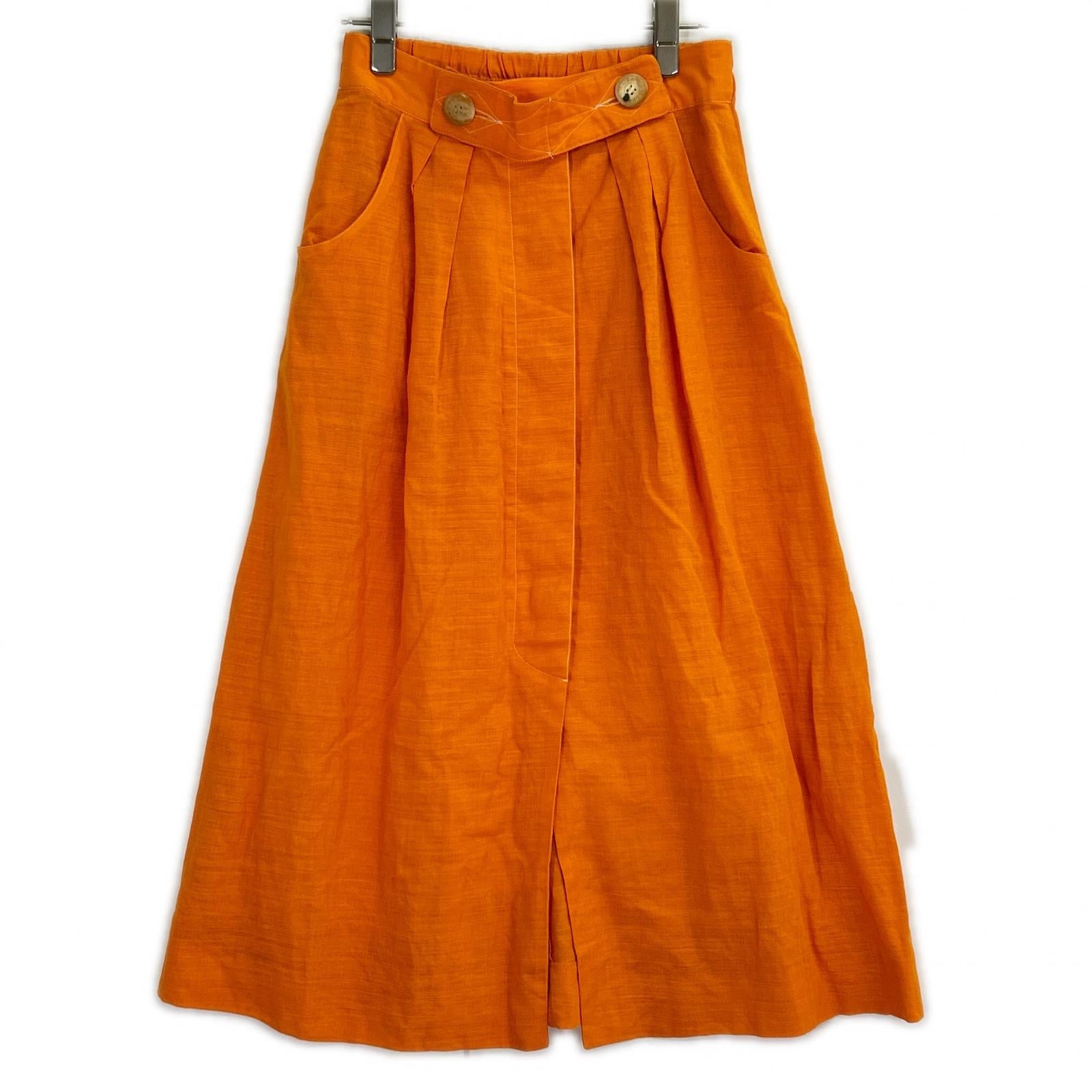 HERMES Hermès orange linen EXCLUSIF skirt