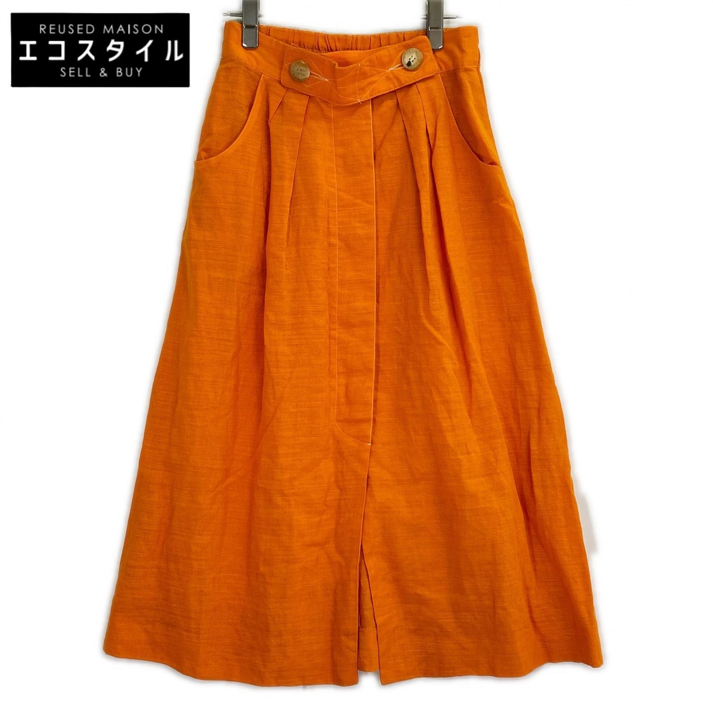 HERMES Hermès orange linen EXCLUSIF skirt