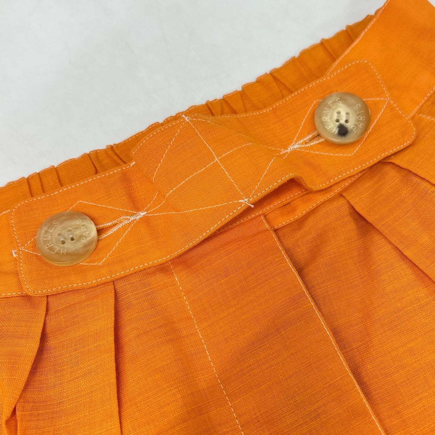 HERMES Hermès orange linen EXCLUSIF skirt