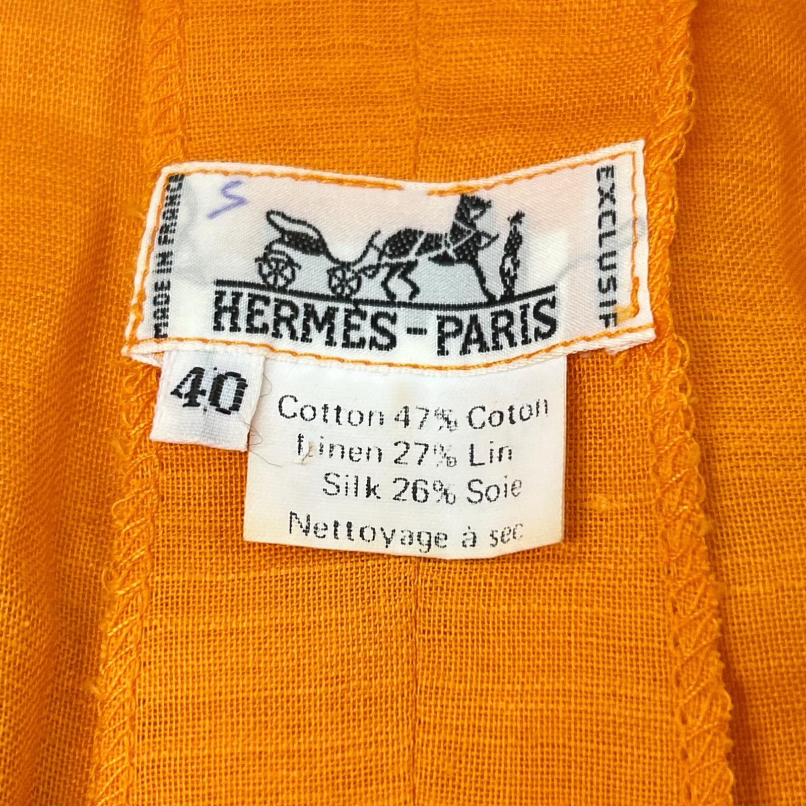 HERMES Hermès orange linen EXCLUSIF skirt
