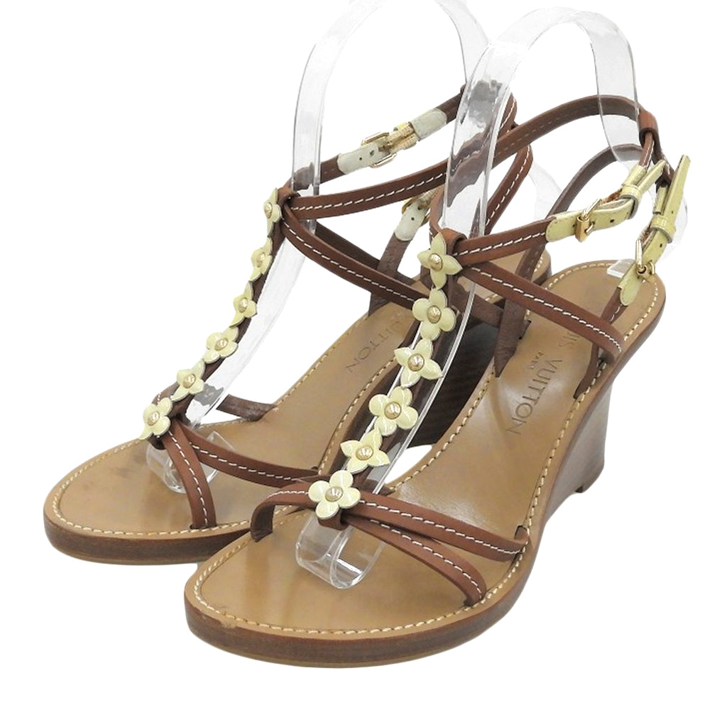LOUIS VUITTON Louis Vuitton flower motif sandals women's shoes brown 36 1/2 shoes