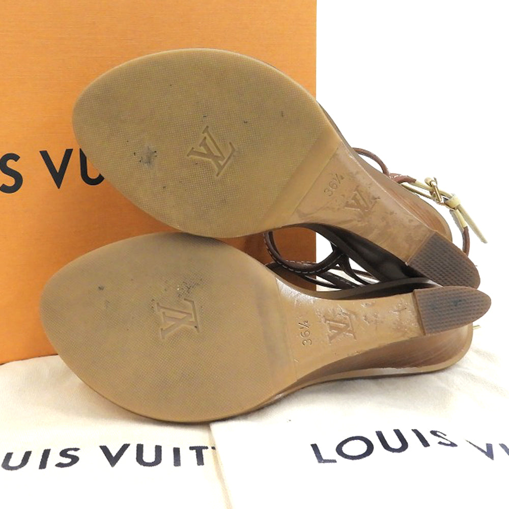 LOUIS VUITTON Louis Vuitton flower motif sandals women's shoes brown 36 1/2 shoes
