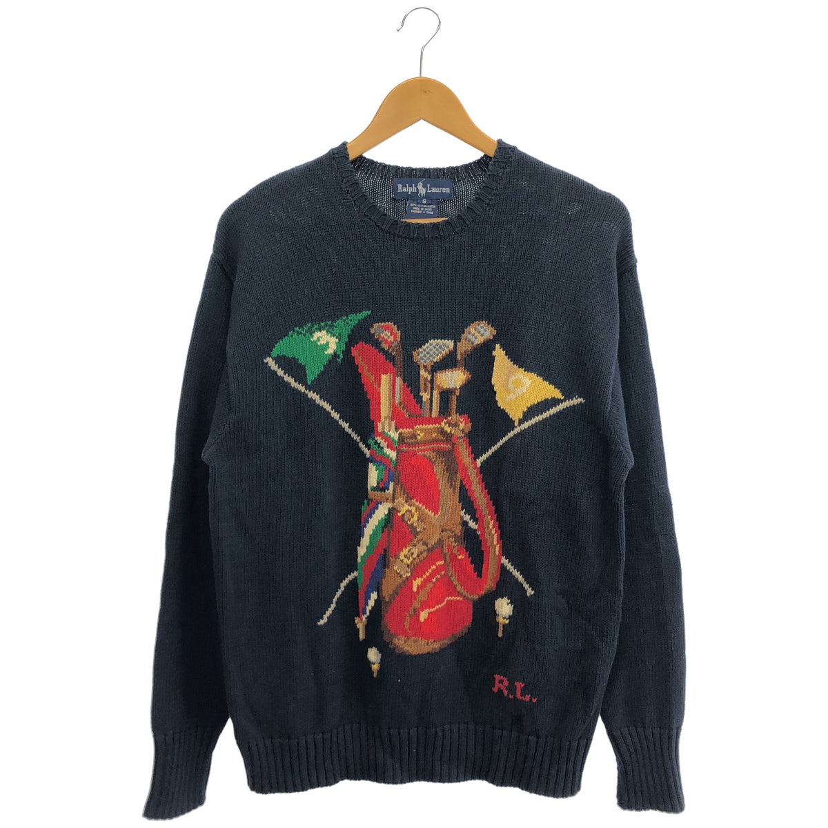 RALPHLAUREN ラルフローレン 90S ゴルフ柄 ネイビー コットンニット トップス