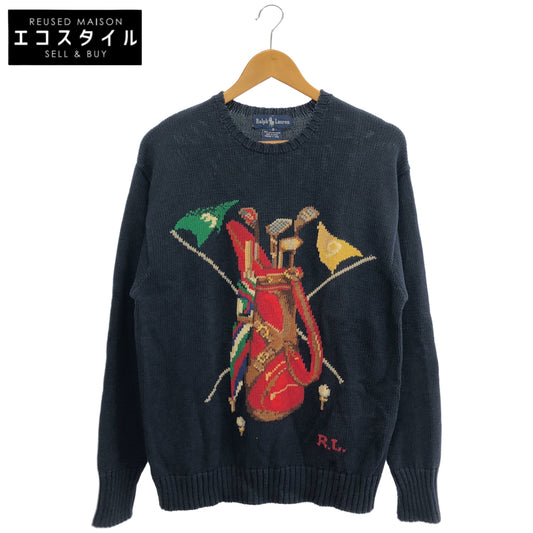 RALPHLAUREN ラルフローレン 90S ゴルフ柄 ネイビー コットンニット トップス