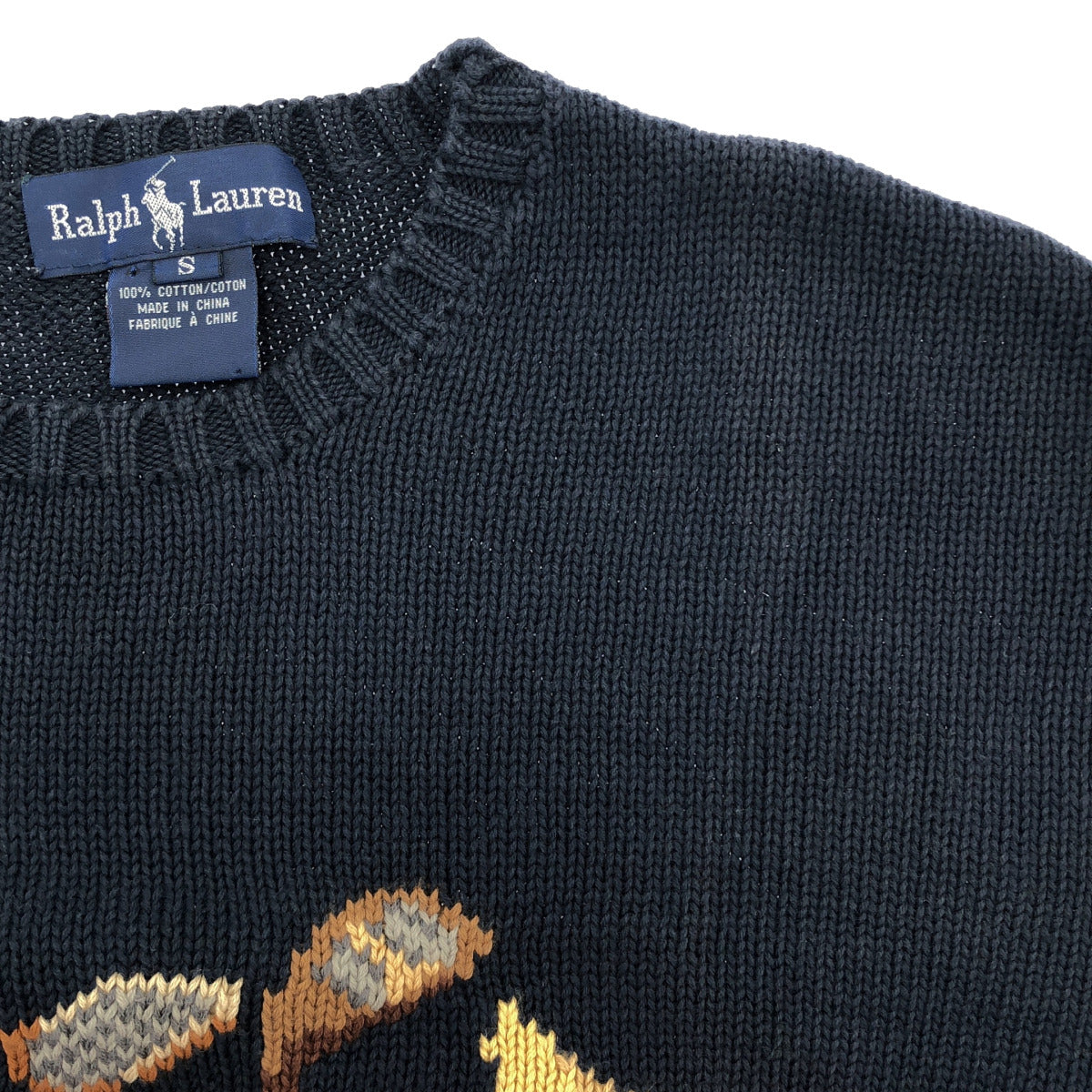 RALPHLAUREN ラルフローレン 90S ゴルフ柄 ネイビー コットンニット トップス