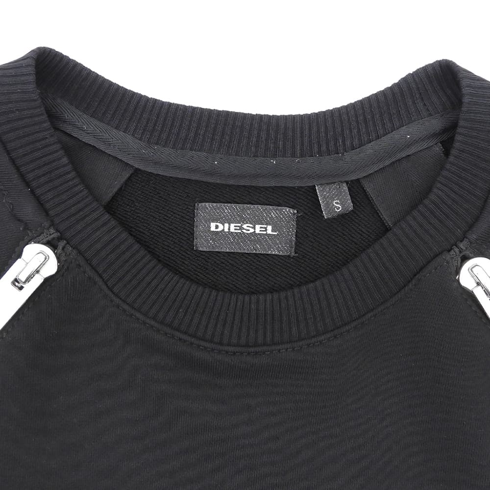 DIESEL ディーゼル ジップアップ スウェットデザインシャツ コットン トップス メンズ ブラック S トップス