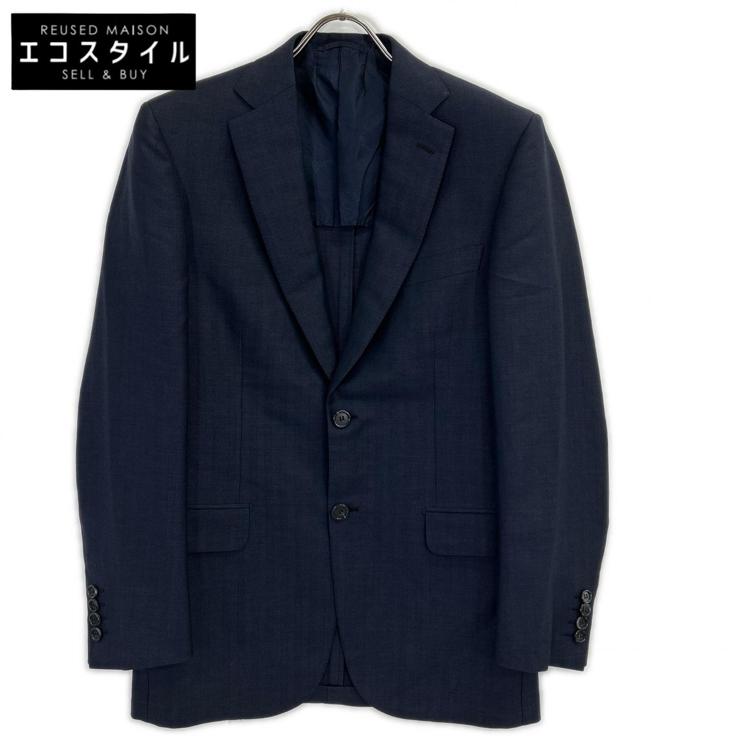 Brioni ブリオーニ ネイビー ウール 2B ジャケット ヘリンボーン ジャケット