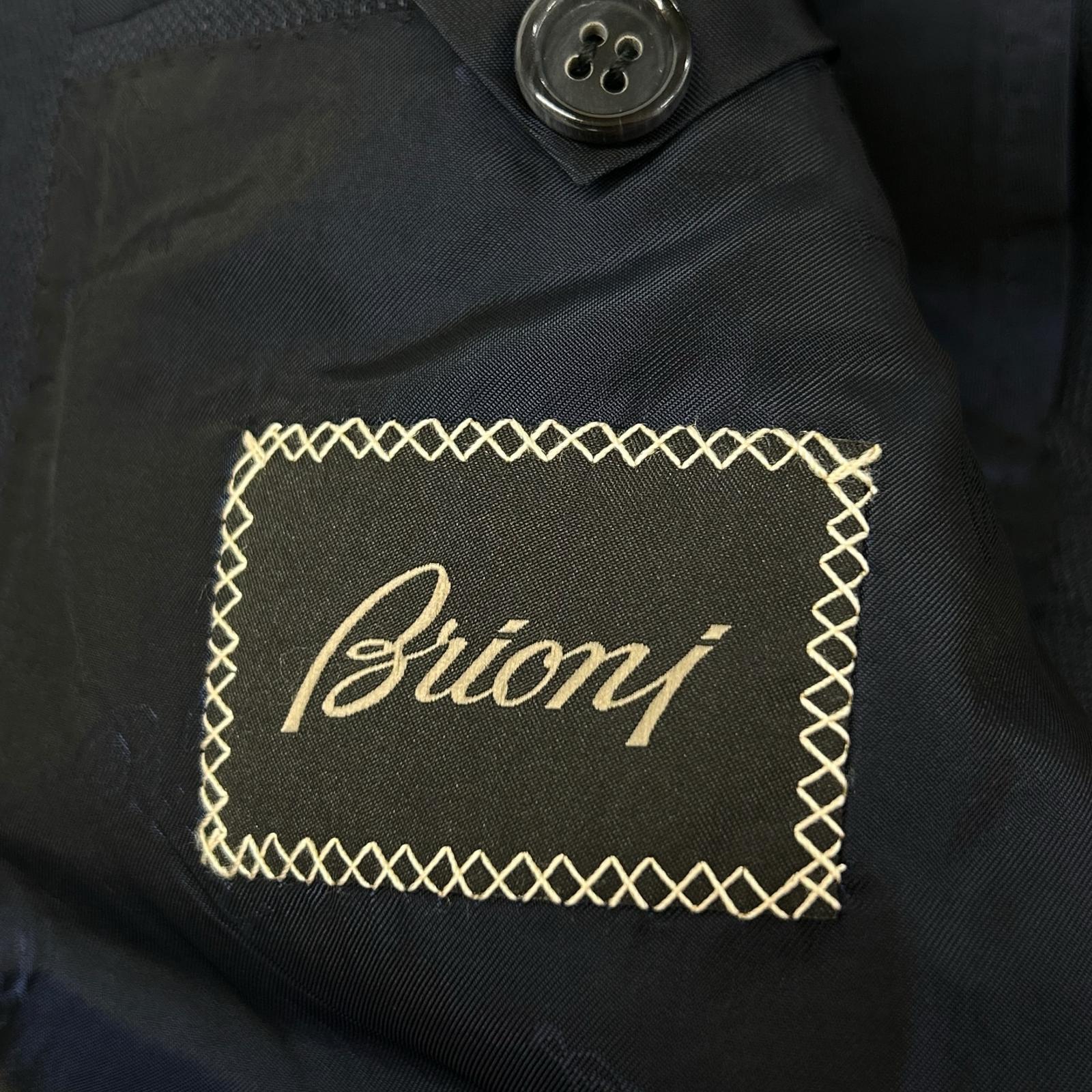 Brioni ブリオーニ ネイビー ウール 2B ジャケット ヘリンボーン ジャケット