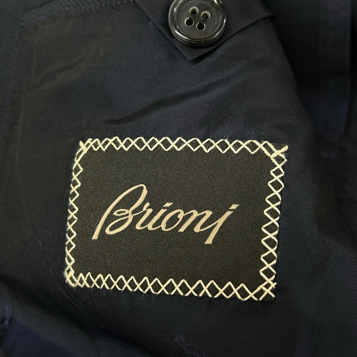 Brioni navy wool herringbone 2-button jacket jacket