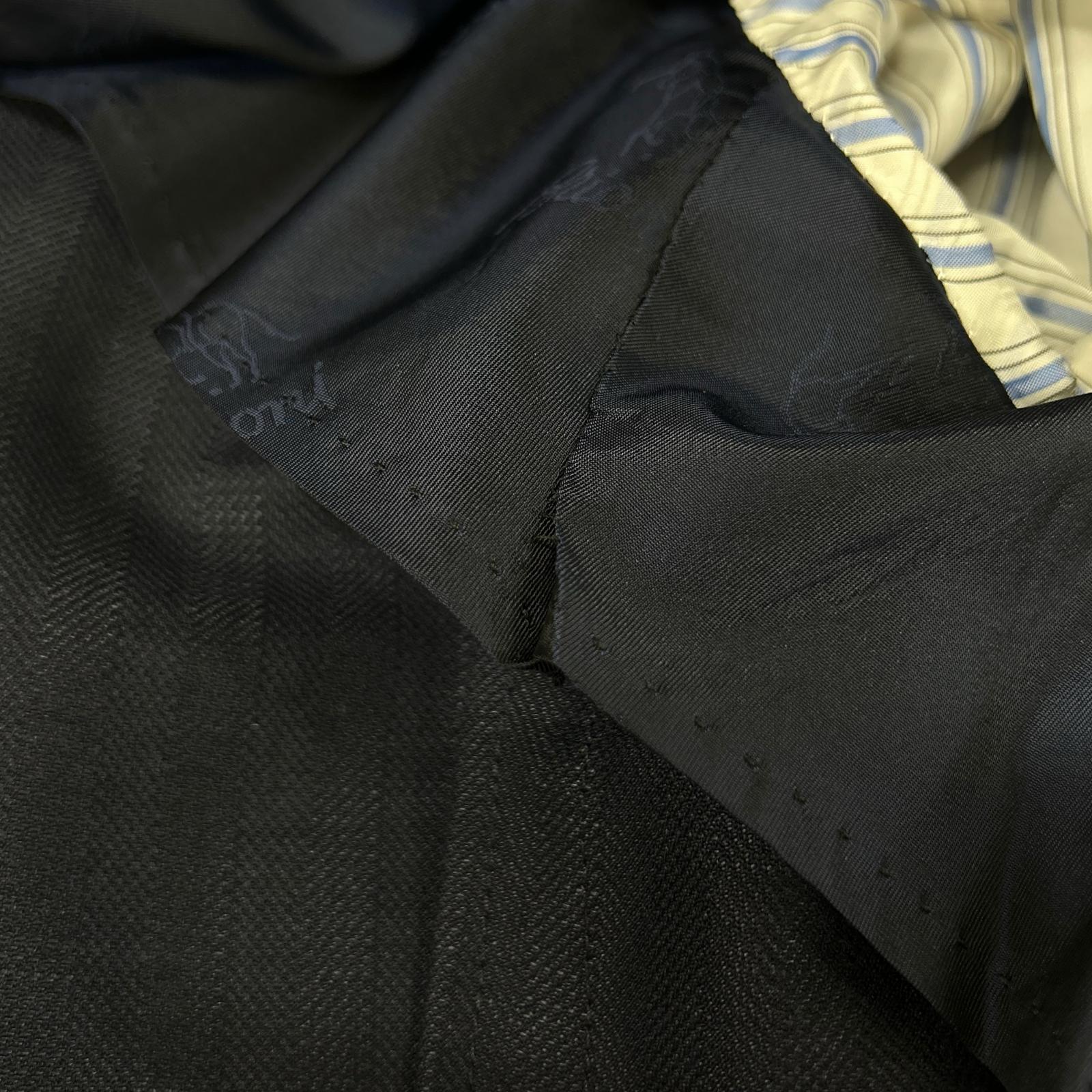 Brioni ブリオーニ ネイビー ウール 2B ジャケット ヘリンボーン ジャケット