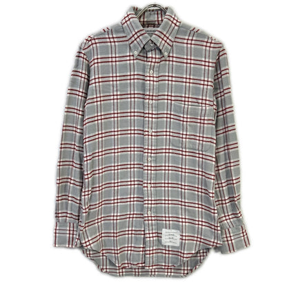 THOM BROWNE トムブラウン レッド グレー 長袖 コットンネルシャツ トップス