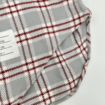 THOM BROWNE トムブラウン レッド グレー 長袖 コットンネルシャツ トップス