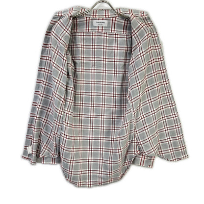 THOM BROWNE トムブラウン レッド グレー 長袖 コットンネルシャツ トップス