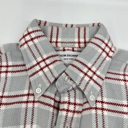 THOM BROWNE トムブラウン レッド グレー 長袖 コットンネルシャツ トップス