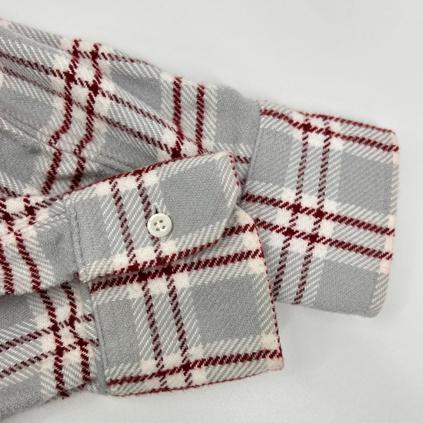 THOM BROWNE トムブラウン レッド グレー 長袖 コットンネルシャツ トップス