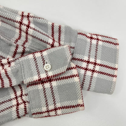 THOM BROWNE トムブラウン レッド グレー 長袖 コットンネルシャツ トップス