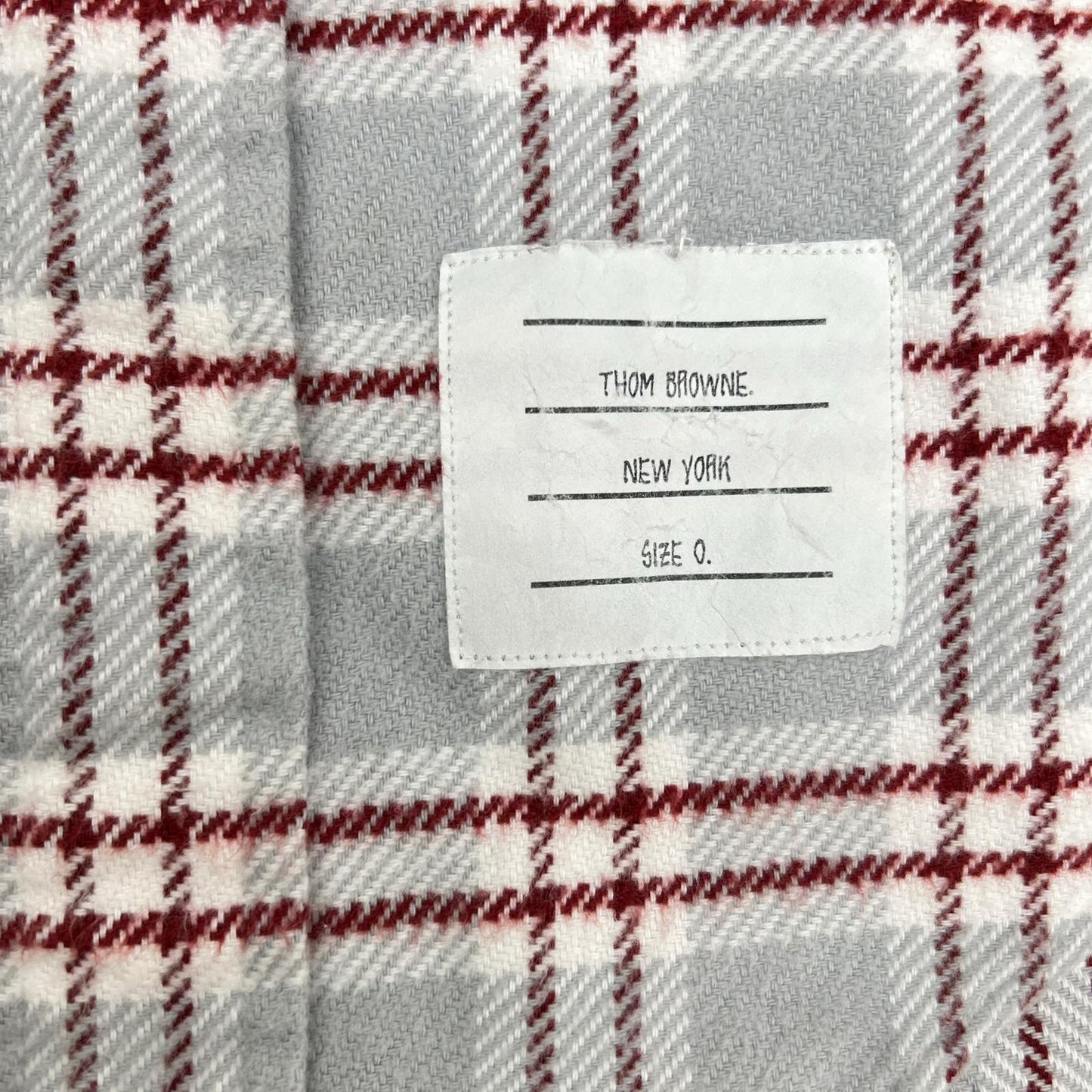 THOM BROWNE トムブラウン レッド グレー 長袖 コットンネルシャツ トップス