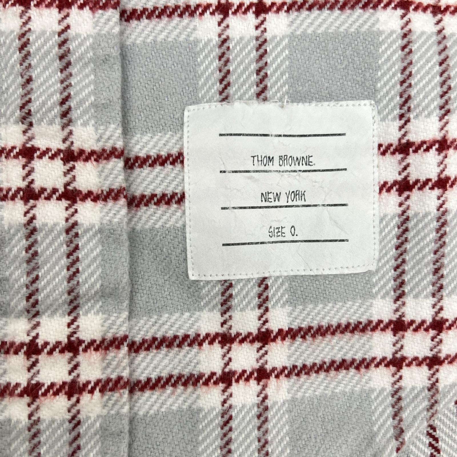 THOM BROWNE トムブラウン レッド グレー 長袖 コットンネルシャツ トップス