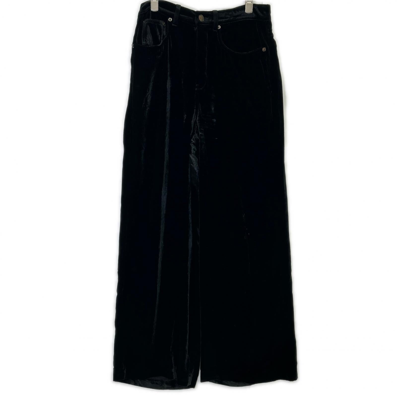 SAINT LAURENT PARIS サンローランパリ 23AW ベルベット ワイドパンツ ブラック704607 Y05PA ボトムス