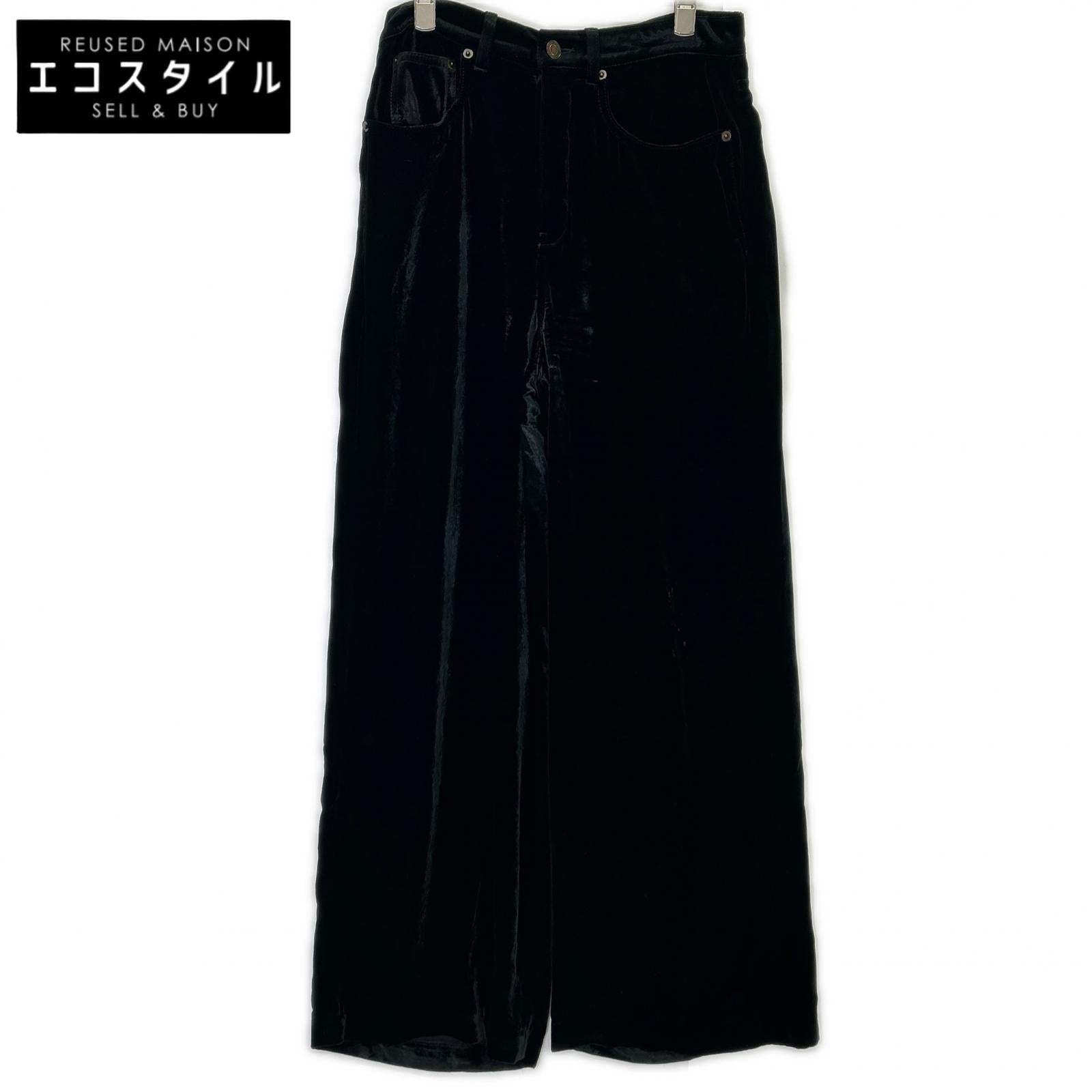 SAINT LAURENT PARIS サンローランパリ 23AW ベルベット ワイドパンツ ブラック704607 Y05PA ボトムス