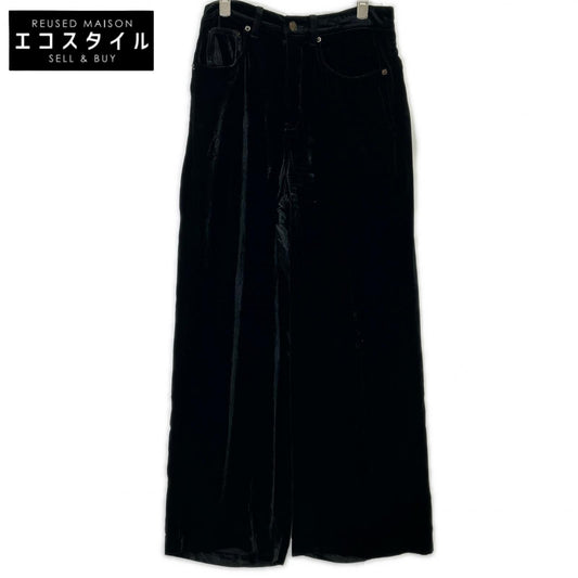 SAINT LAURENT PARIS サンローランパリ 22AW ベルベット ワイドパンツ ブラック704607 Y05PA ボトムス