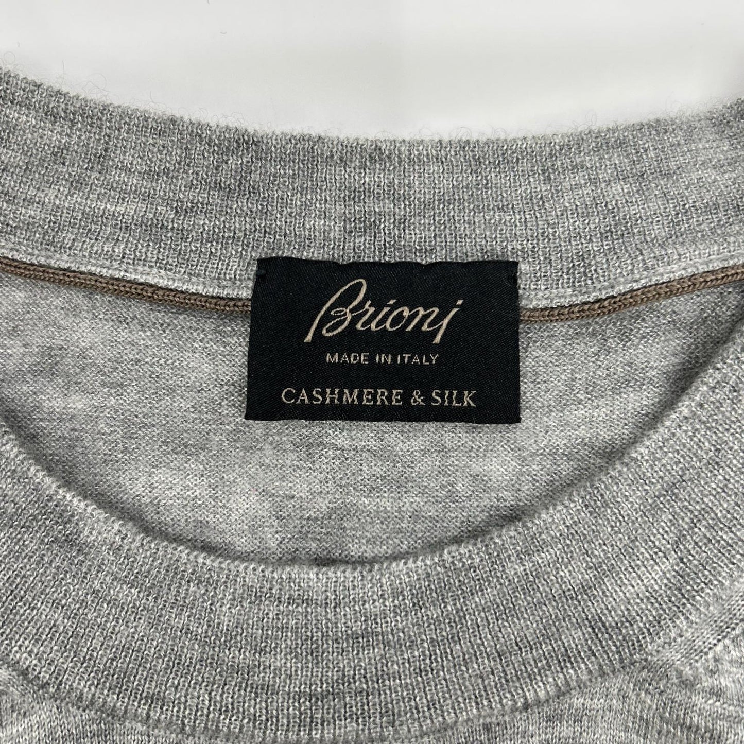 Brioni ブリオーニ グレー カシミア シルク 半袖ニット トップス