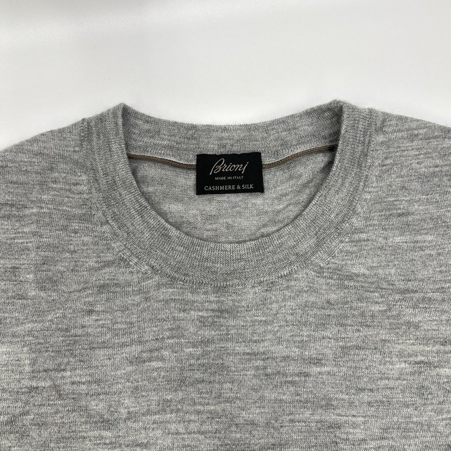 Brioni ブリオーニ グレー カシミア シルク 半袖ニット トップス