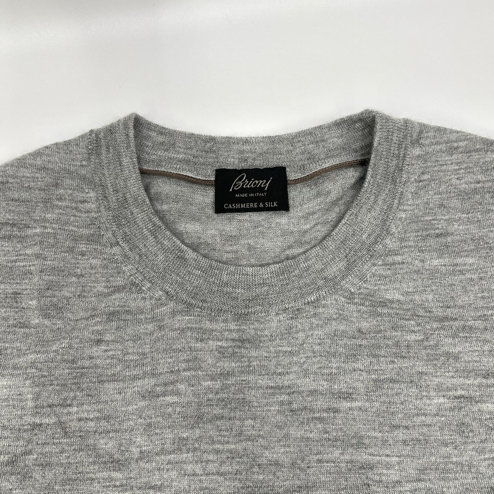 Brioni ブリオーニ グレー カシミア シルク 半袖ニット トップス