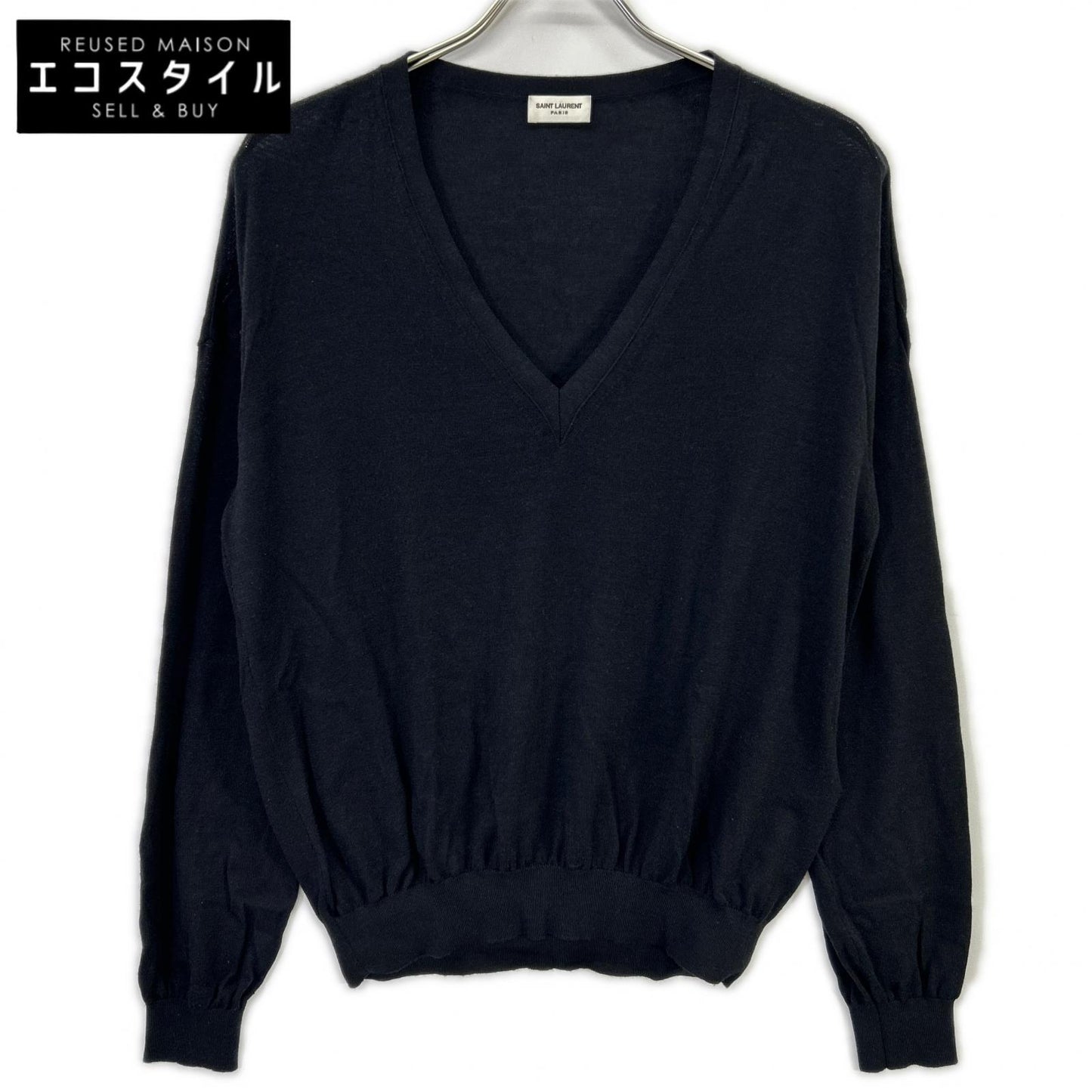 SAINT LAURENT PARIS サンローランパリ 22年 733567 ブラック ウールシルク ニット トップス