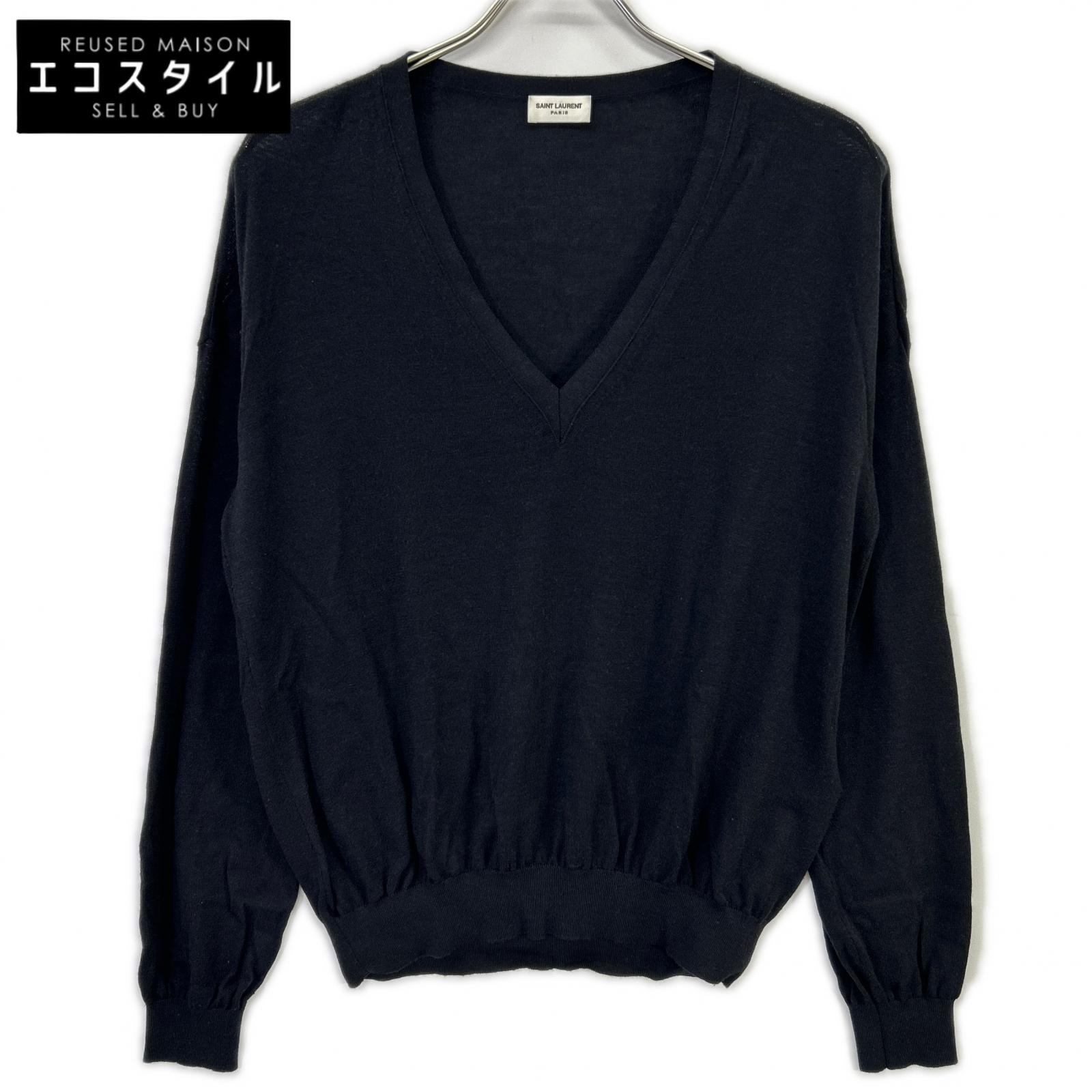 SAINT LAURENT PARIS サンローランパリ 22年 733567 ブラック ウールシルク ニット トップス