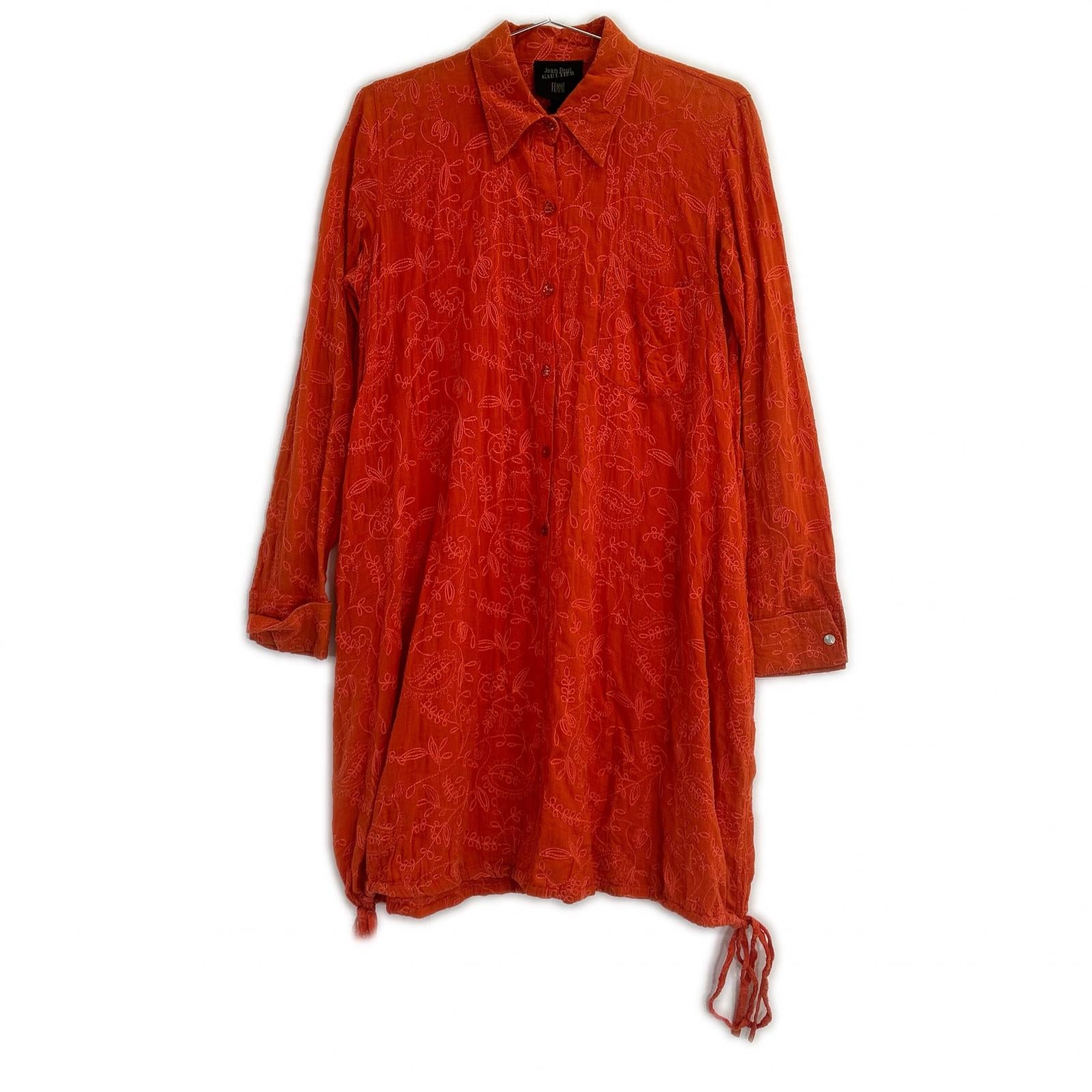 Jean Paul Gaultier orange cotton long-sleeve dress dress