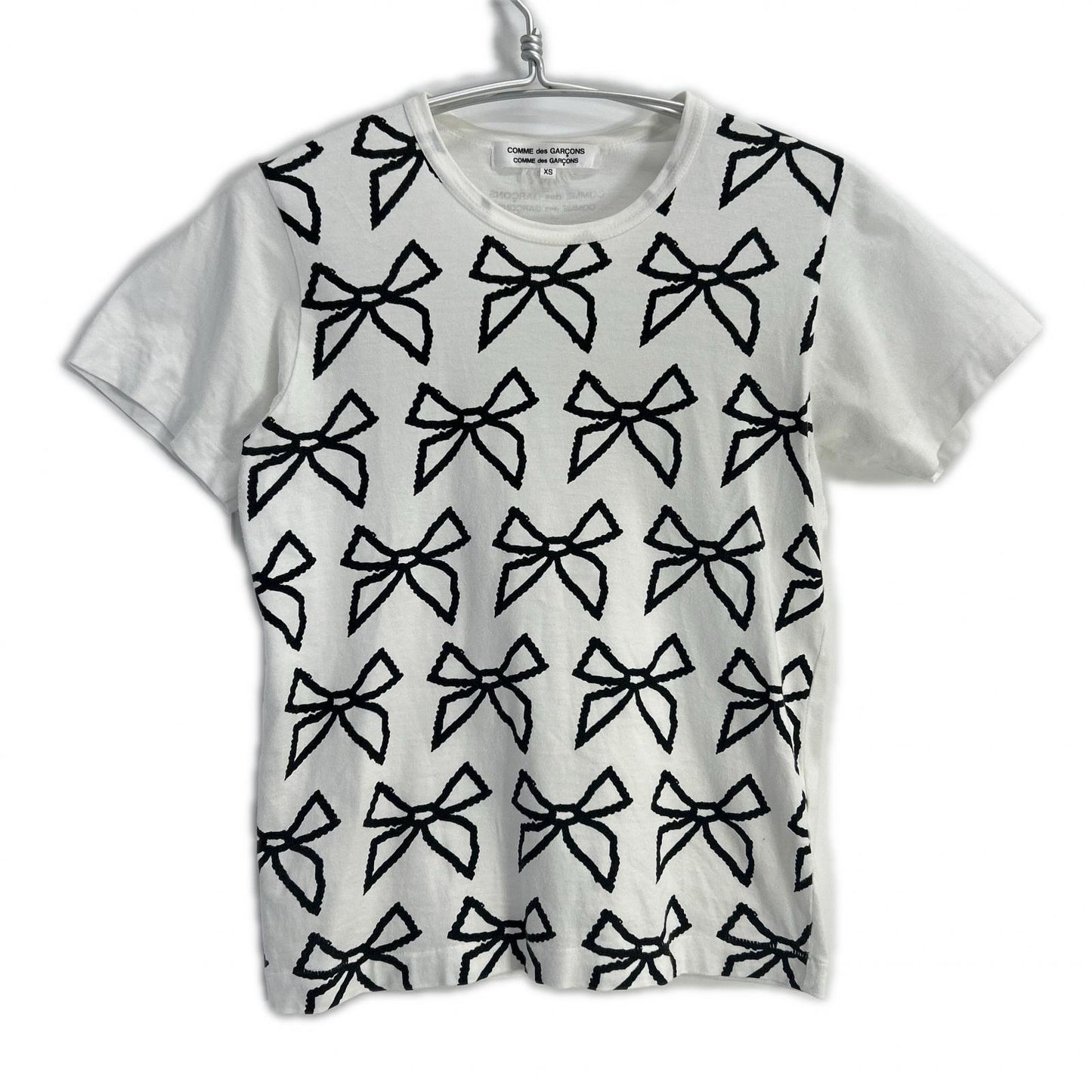 COMMEdesGARCONS COMMEdesGARCONS コムデギャルソンコムデギャルソン（コムコム） ホワイト リボン柄 Tシャツ トップス