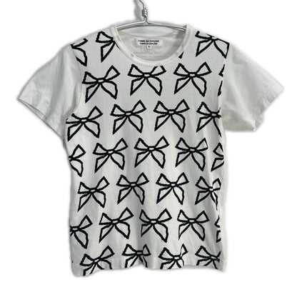 COMMEdesGARCONS COMMEdesGARCONS コムデギャルソンコムデギャルソン（コムコム） ホワイト リボン柄 Tシャツ トップス