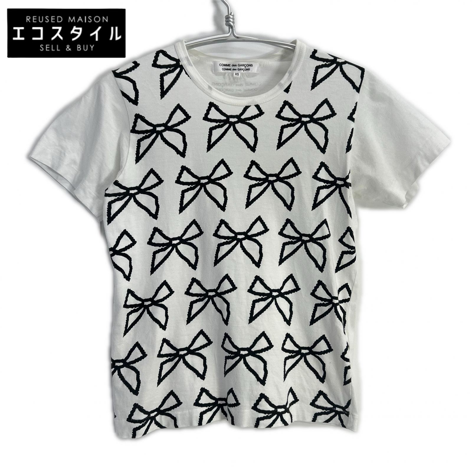 COMMEdesGARCONS COMMEdesGARCONS コムデギャルソンコムデギャルソン（コムコム） ホワイト リボン柄 Tシャツ トップス